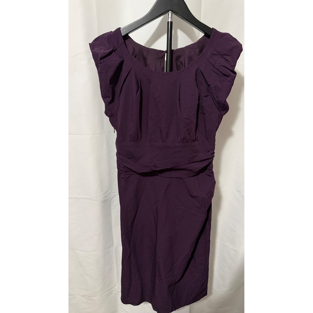 Diane von Furstenberg Purple Ruched Cap Sleeve Sheath Dress Size 8 Plum Cocktail